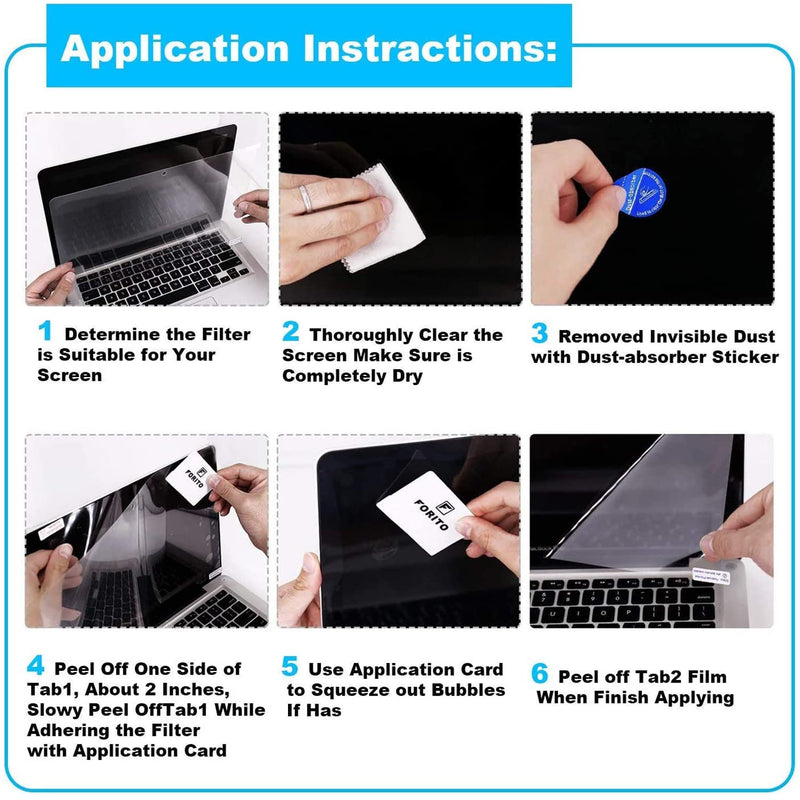 2 Pack 14 Inch Anti Blue Light Screen Protector, F FORITO Blue Light Blocking & Anti Glare Screen Film for All 14" with 16:9 Aspect Ratio Laptop - Matte For 11-17.3 Laptop