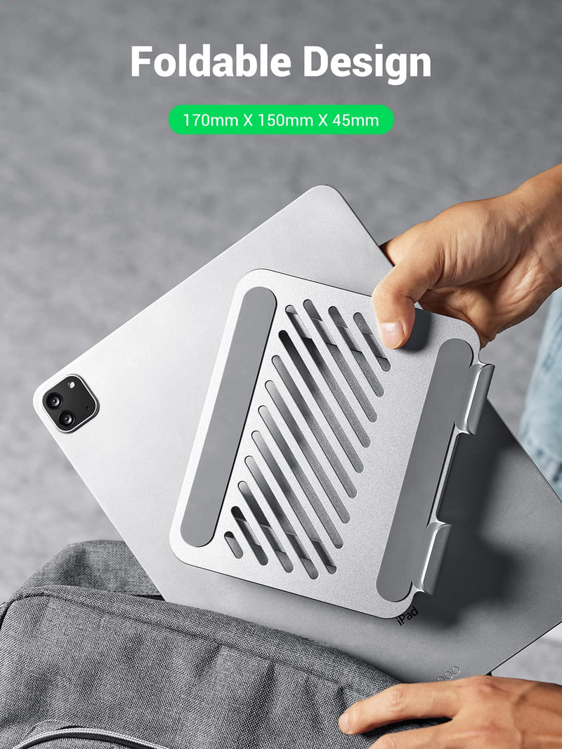 UGREEN Tablet Stand Holder for Desk Dual Rod Support Aluminum Tablet Holder Adjustable Dock Multi-Angle Riser Home Office Accessories Compatible with iPad Pro 12.9, iPad Air Mini 6 5 4 3 2 Silver