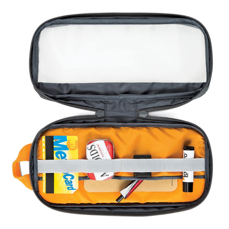 Lowepro GearUp Pouch Medium, Travel Essentials, Travel Case for PC Cords, Cables, Adapters, Batteries, Chargers, USB Sticks, Laptop Accessories, Made of Recycled Fabric, Grey Pouch Medium - New