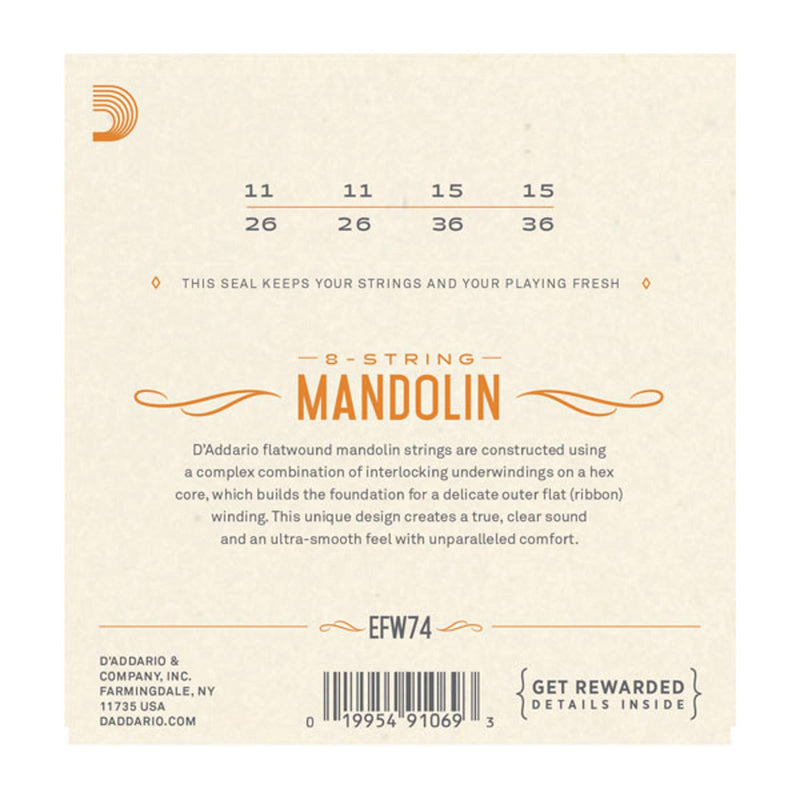 D'Addario EFW74 Phosphor Bronze Medium Mandolin Strings (11-36)