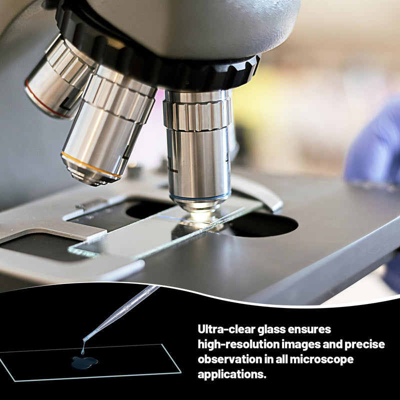 RUNYU® Pack of 100 Pre-Cleaned Microscope Slides 76.2 x 25.4 mm and 200 Cover Glasses Microscope 20 x 20 mm with 10 Pipette 3 ml Laboratory Biology Science Study Accessories