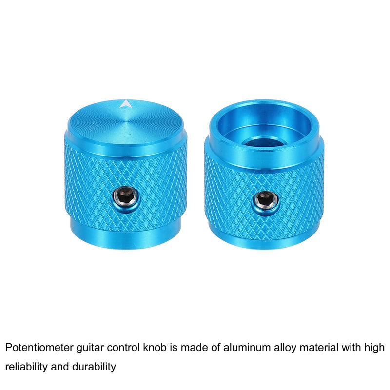 MECCANIXITY 4 Pcs Aluminium Potentiometer Knobs, 1/4" (6mm) Universal Volume Tone Control Knobs with Arrow Indicator for Guitar, 5/8" Blue