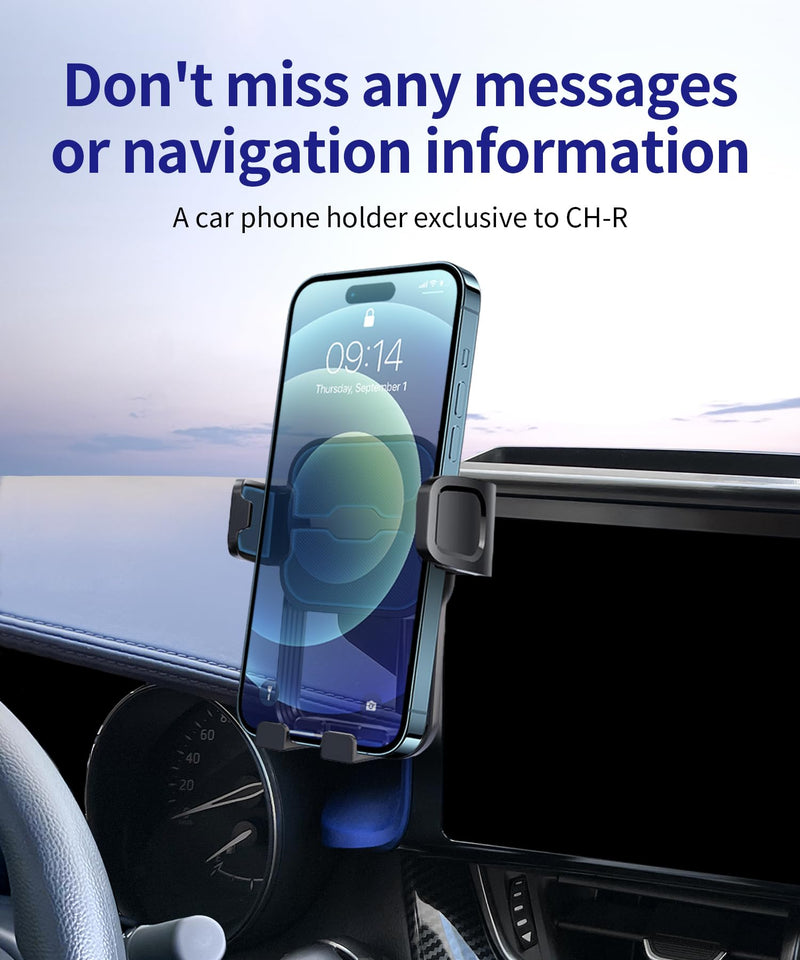 Auto Clamp Car Phone Holder for Toyota C-HR 2019-2022, 8" Screen | Universal Mechanical clip Cell phone Mount Accessories Fit iPhone Android,Automobile Cradle GPS Dashboard Navigation Bracket