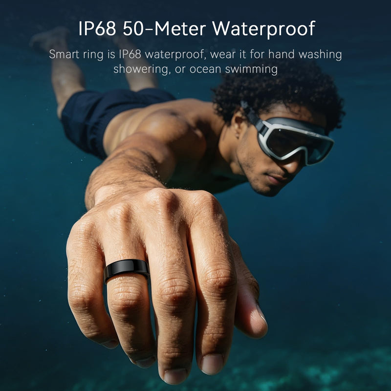 2026 Smart Ring For Women & Men, Sleep Health Fitness Tracker, No APP Fee | Track Sleep, Heart Rate, Blood Oxygen and Stress with Lightweight Smart Ring, 5-7 Days Battery Life, iOS & Android Compatible Black 12 Metallic