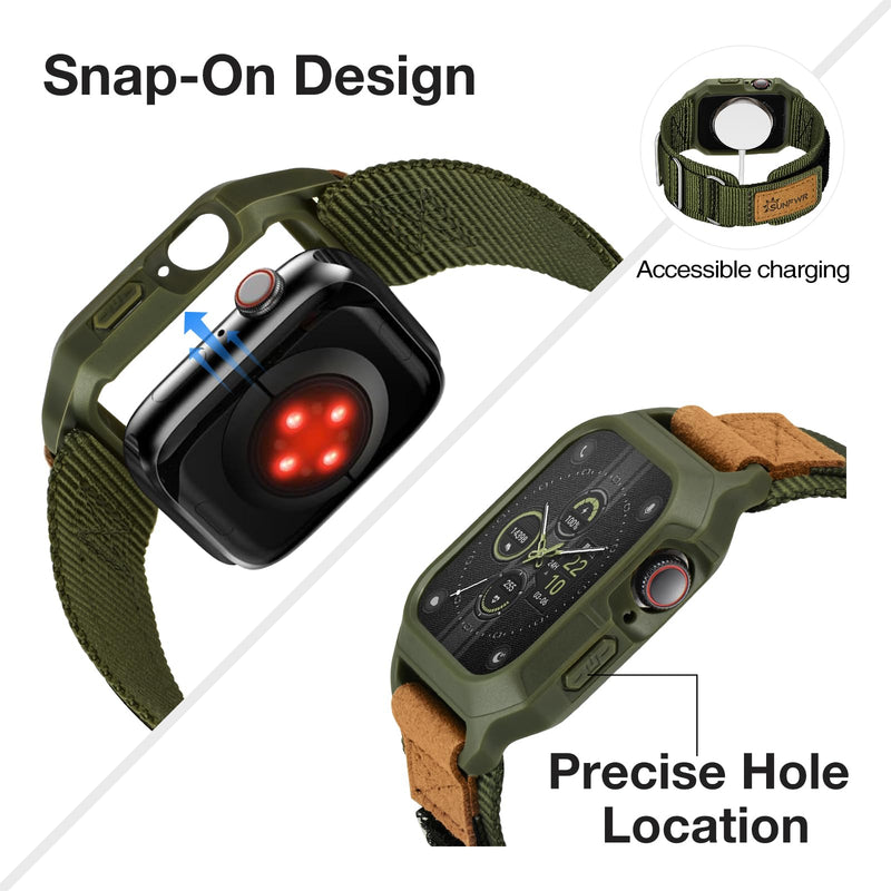 Bundle of the Three buckles Apple Watch Band (Army green/Brown)