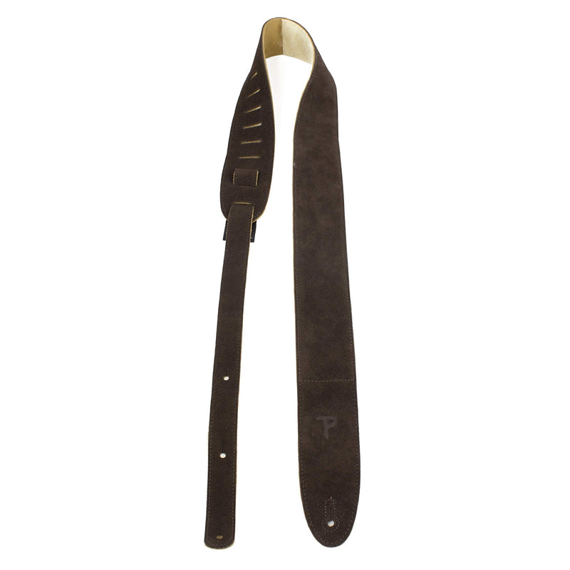 [AUSTRALIA] - Perri's Leathers Suede Guitar Strap with Sheepskin Pad, Anti-Slip, Adjustable 41"–56", Compatible with All Guitars Brown 