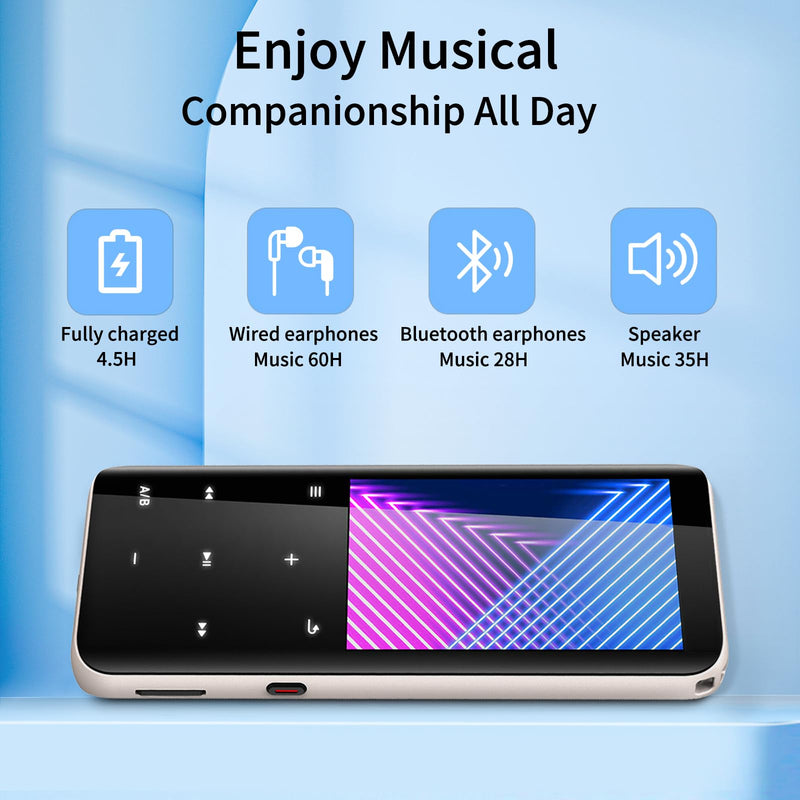 [AUSTRALIA] - 96GB MP3 Players, Music Player with Bluetooth 5.2, Volorful HiFi MP3 Digital Audio Players with HD Speaker, Mini Portable MP3 Player for Kids, Hiking, Traveling, Sports, FM Radio, Recorder (96GB) 96GB 