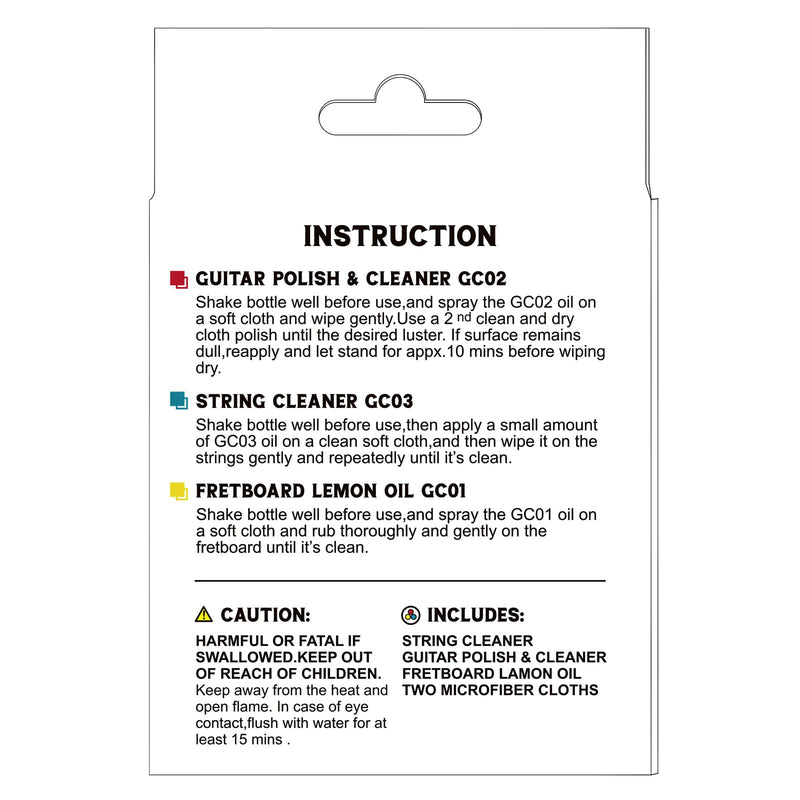 WINGO Guitar Cleaning and Care Kit, Polish and Cleaner, Fretboard Lemon oil, Guitar String-cleaner and Tool Brush, Cleaning Cloth & Brush for Guitar Cleaning and Maintenance.