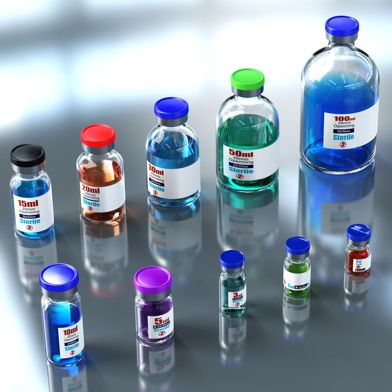Ks-Tek Sterile Empty Vials with Self Healing Injection Port,with Flip Off Aluminum Cap,Sterile Package (100ml,4) 100ml 4