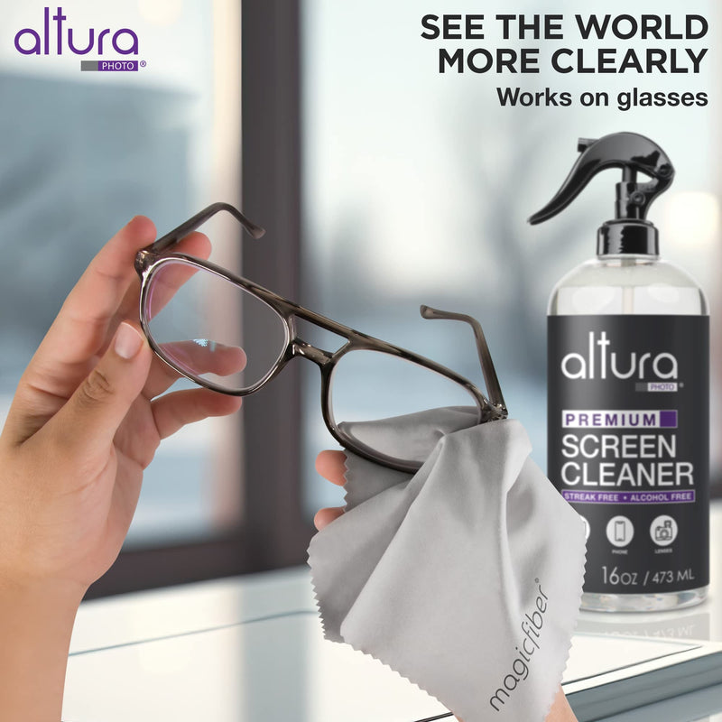 [AUSTRALIA] - Screen Cleaner Spray (16oz) and Microfiber Cloth - TV Screen Cleaner, Computer Cleaner, Laptop Screen Cleaner, Monitor Cleaner - for Phone, Ipad, iPhone, MacBook Screen Cleaner - Streak and Odor Free 16oz 