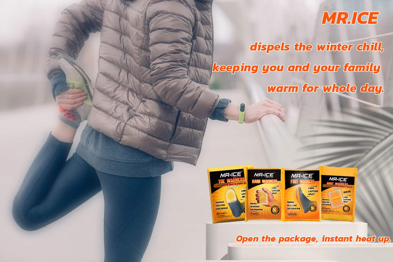 MR.ICE 9/20/40 Packs Hand Warmers - Disposable Warm Pad - Long Lasting Safe Natural Odorless Air Activated Warmers - Up to 10 Hours of Heat Warmers - Hot Warmers for Women, Men and Kids Hand Warmers 20 Packs