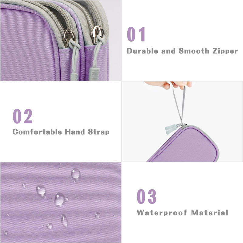 FYY Electronic Organizer, Travel Cable Organizer Bag Pouch Electronic Accessories Carry Case Portable Waterproof Double Layers Storage Bag for Cable, Charger, Phone, Medium Size- Light Purple
