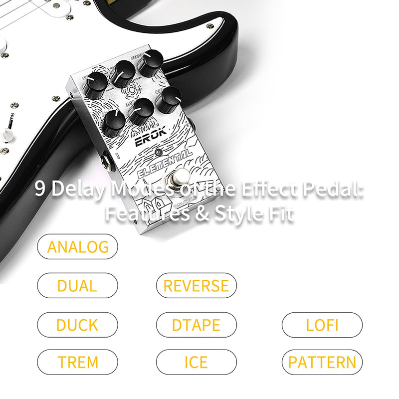 [AUSTRALIA] - EROK Digital Delay Guitar Pedal - 9 Modes (Analog/Reverse/dTAPE/Ice) with TAP Tempo & FREEZE, Max 3000ms Delay | Fits Blues/Rock/Jazz/Post - Rock 