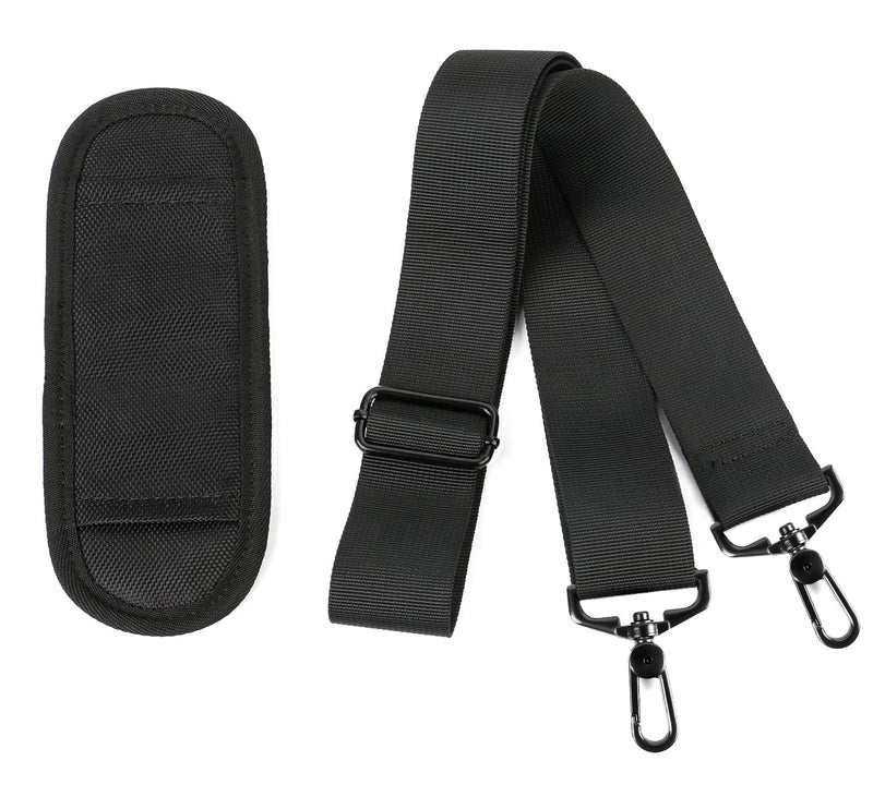 Ytonet Shoulder Strap, 52" Universal Adjustable Padded Laptop Shoulder Strap Replacement Comfortable Belt with Metal Hooks for Laptop Messenger Crossbody Bag Luggage Duffel Camera, Black