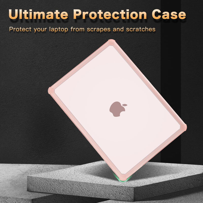 MOSISO Compatible with MacBook Air 13 inch Case 2024 2023 2022 M3 A3113 M2 A2681, Anti-Cracking Heavy Duty TPU Bumper Plastic Hard Case&Keyboard Skin&Screen Film for MacBook Air 13.6, Pink