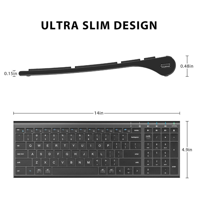 iClever BK10 Bluetooth Keyboard, Universal Wireless Keyboard, Rechargeable Bluetooth 5.1 Multi Device Keyboard with Number Pad Full Size Stable Connection for Windows, iOS, Android, Mac