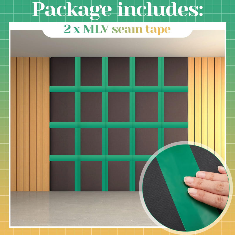 [AUSTRALIA] - 2 Pcs MLV Seam Tape 2" x 108' Vinyl Acoustic Sealant Tape Vinyl Seam Tape for Mass Loaded Vinyl Noise Barriers Installation Walls and Ceilings, Green 
