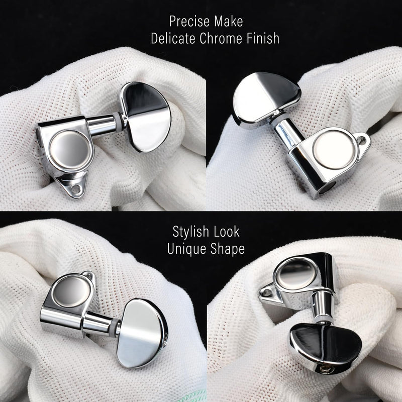 [AUSTRALIA] - FXJXB 18:1 Guitar Tuning Pegs 3x3 Tuning Keys Guitar Tuners Replacement for Acoustic or Electric Guitar for ST TL SG LP Style- Chrome(3R+3L) 3L+3R 
