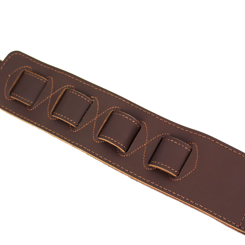 Walker And Williams C-44-BRN Handmade Brown Double Padded Premium All Grain Leather Guitar Strap with Conchos For Acoustic, Electric, And Bass Guitars