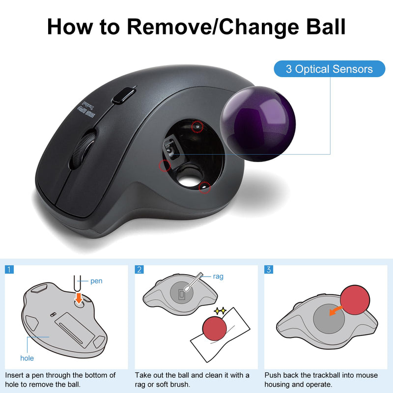 SANWA 2PCS 40mm/1.57in Trackball Replacement Ball for GMAWTB40, GMABTTB41, GMATB39, Kensington Orbit Fusion, and Other Compatible Trackball Mice, Glossy Purple + Black