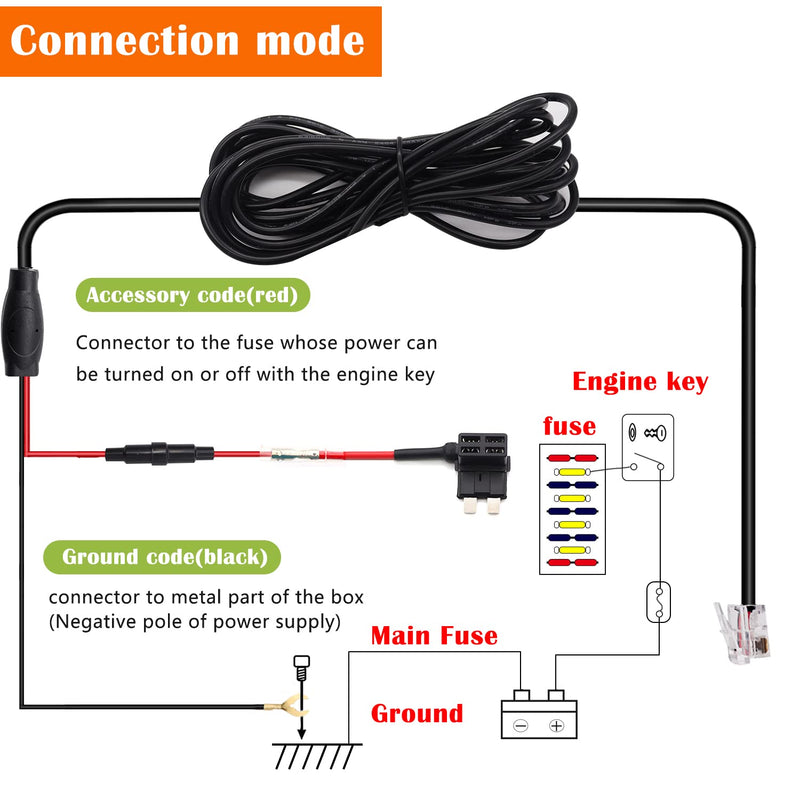 Radar Detector Hardwire Kit,Direct Wire Wiring kit,Radar Detector Quick Connection Plug and Play Power Cord Cable,with RJ-11 Telephone Style Jack Radar Detector (13FT) Q-014 RJ-11 "telephone style" jack