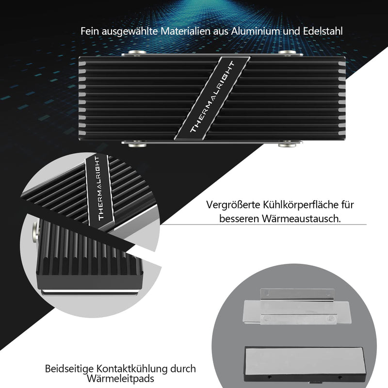 Thermalright M.2 2280 Type A B SSD Cooler for M.2 2280 SSD Cooling, Aluminium Heatsink Cooler M.2 2280 for Desktop M.2 SSD PC and Computer M.2 2280 A B
