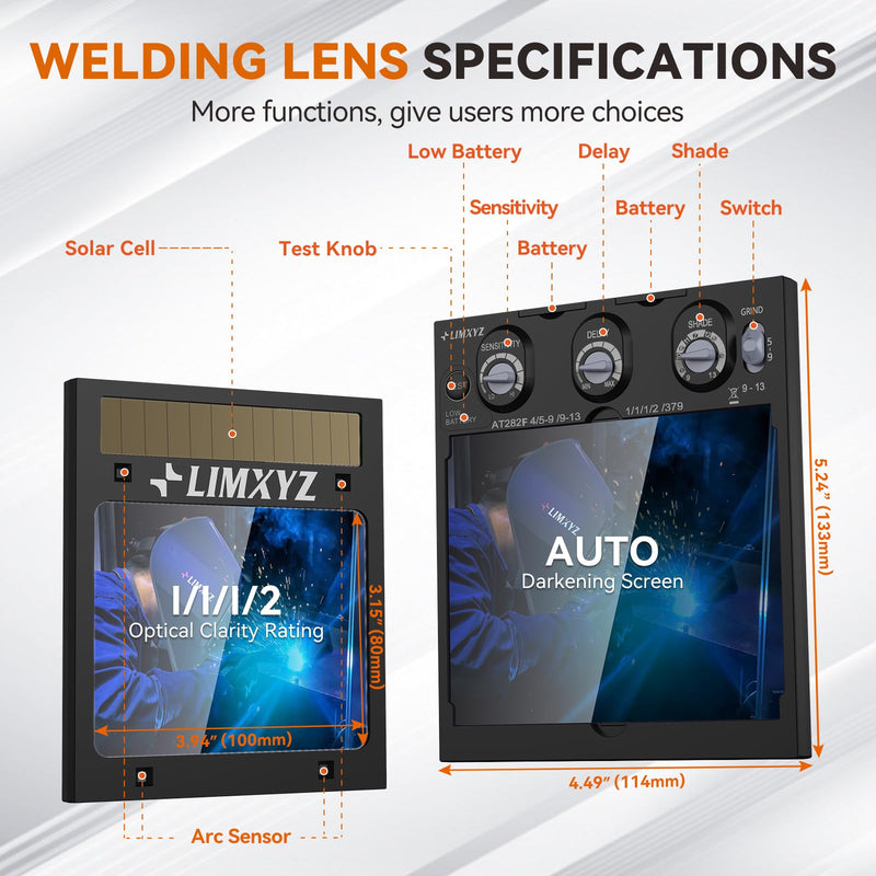 [AUSTRALIA] - Auto Darkening Welding Lens True Color 5.24"x4.49" with 4 Arc Sensors, Adjustable Shade 4/9-13 for Welding Helmets/Hoods | Automatic Darkening Lens & Premium Welding Helmet Accessories L-001 