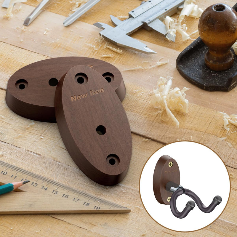 New bee Guitar Wall Mount, Guitar Hanger Wall Hook Holder Stand Bracket with Screw Fits All Size Ukulele Bass Mandolin Banjo 3PCS Brown