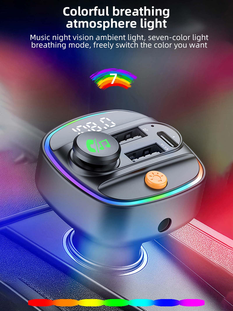 [AUSTRALIA] - Bluetooth 5.3 FM Transmitter for Car, Wireless Car Adapter with Hands-Free Calling, Navigation Announcement, USB/AUX Playback, Dual USB & Type-C Fast Charging, for iPhone/Android/Smartphones C4 