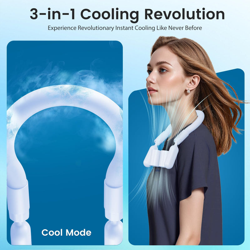Portable Personal Neck Cooling Fan: Neck Fans Blowing Cold Air - USB Rechargeable Wearable Personal Cooler with 6000mAh Battery for Travel Outdoor Activites Men Women (Blue) Blue
