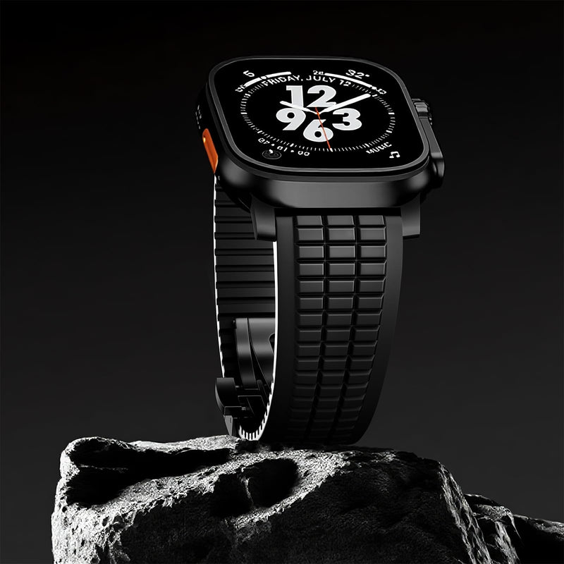 Luxury Rugged Silicone Strap Compatible with Apple Watch Ultra 3 2 Bands for Men 49mm 46mm 45mm 44mm,FKM Rubber Band with Metal Connector for iWatch Series 11 10 9 8 7 6 5 4 3 2 1 SE