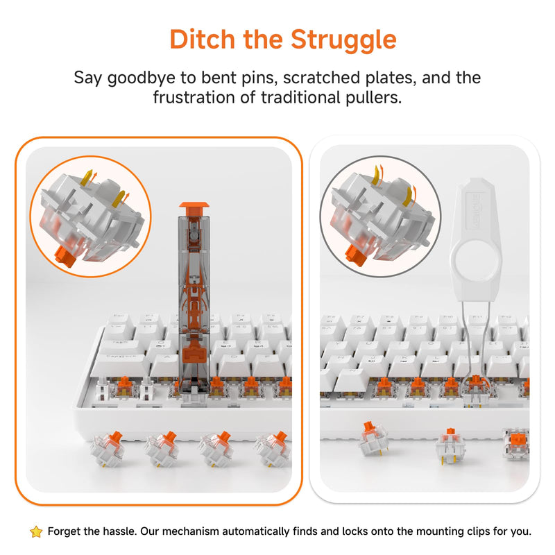 KEMOVE P10SE SwitchPuller for Hot-Swappable Mechanical Gaming Keyboard Black Translucent & Vivid Orange Center