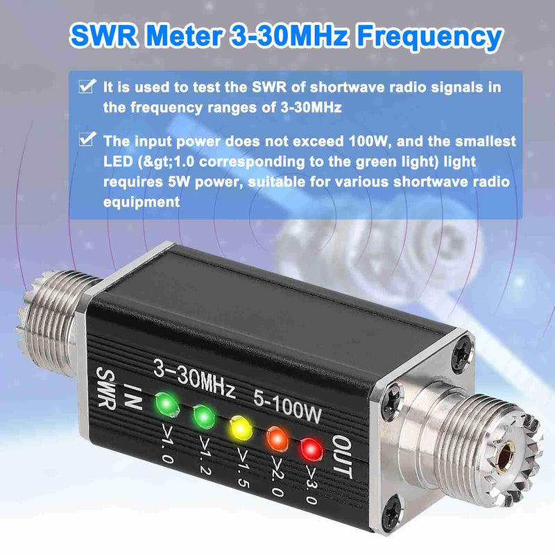 [AUSTRALIA] - LED SWR Meter, 3-30MHz Frequency Shortwave Standing Waves Indicator for Television Broadcasting 