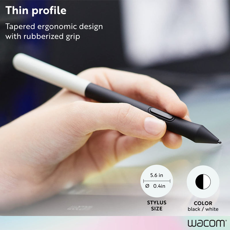 Wacom One Pen, for Wacom One 12, 13 & 14 CP91300B2Z | Cordless and Battery Free so it never needs a charge, programmable pen button puts shortcuts at your fingertips