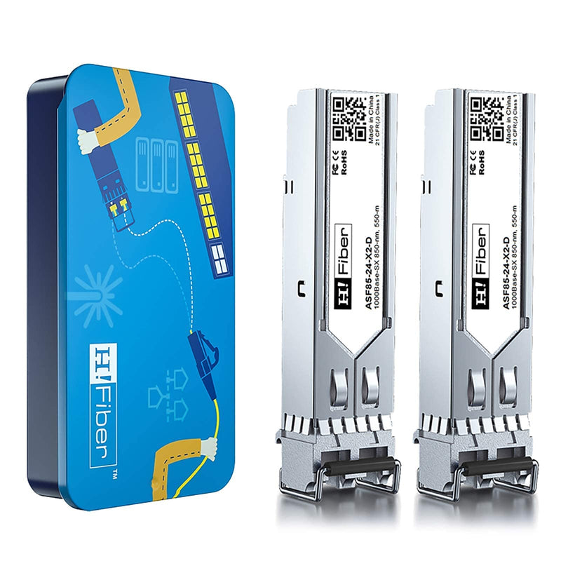 2 Pack of 1000Base-SX with 1meter OM3 LC to LC Fiber Patch Cable, SFP Multimode Module Compatible for Ubiquiti UF-MM-1G and More
