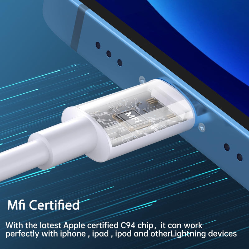 iPhone Charger Fast Charging【MFi Certified】 2Pack 20W PD USB C Wall Fast Charger Block with 6&10FT USB C to Lightning Cable Compatible with iPhone 14 Pro Max/13 Pro Max/12 Pro Max/11Pro/XS/XR/X/8/SE 6+10FT