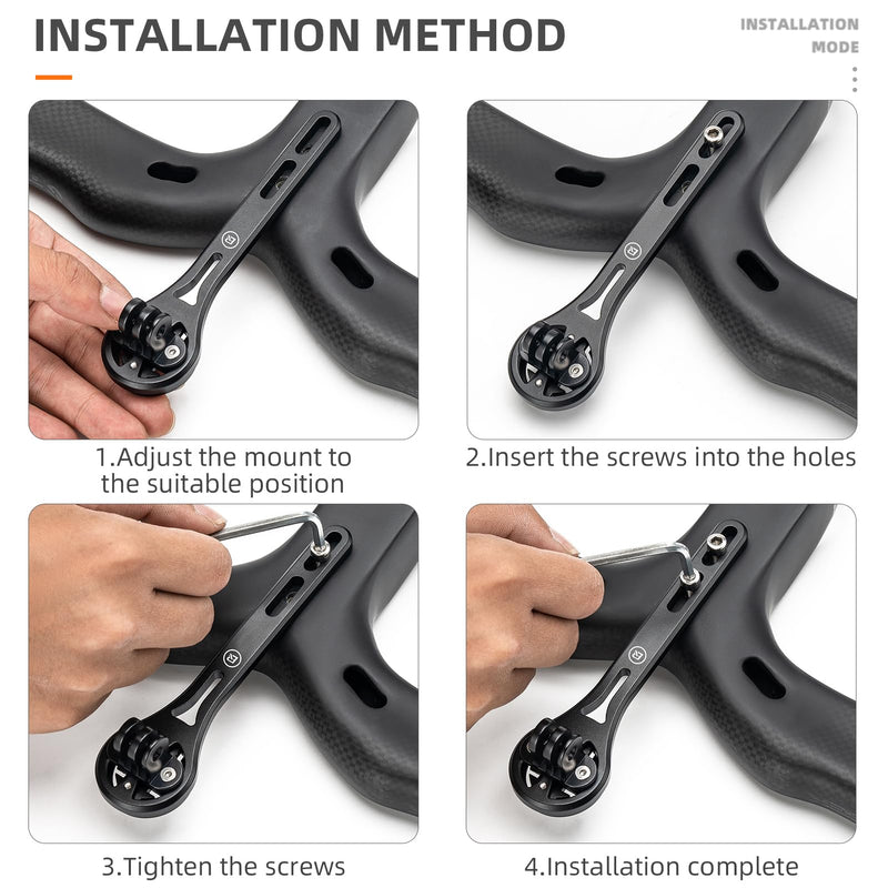 ROCKBROS Bike Computer Mount, Out Front Aluminum Bicycle Computer Mount for Road Bikes Aero Integrated Handlebar Compatible with Garmin, Wahoo, Bryton and GoPro Big Logo