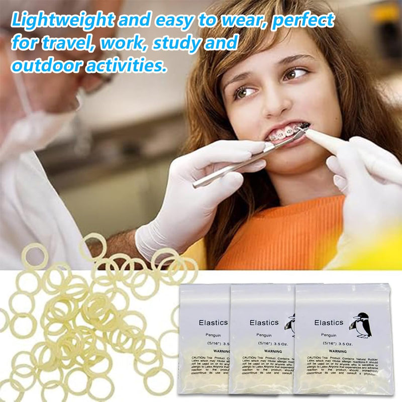 Orthodontic Rubber Bands, Pack of 300 Elastic Teeth Elastic Bands with 5 Placers for Braces, 5/16 Inch Orthodontic Elastics for Braces Dreadlocks Tooth Gap Braces