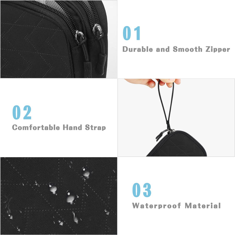 FYY Travel Organizer Pouch Electronic Accessories Carry Case Portable Waterproof Double Layers All-in-One Storage Bag for Cable, Cord, Charger, Phone, Pattern Black Small Black-Pattern