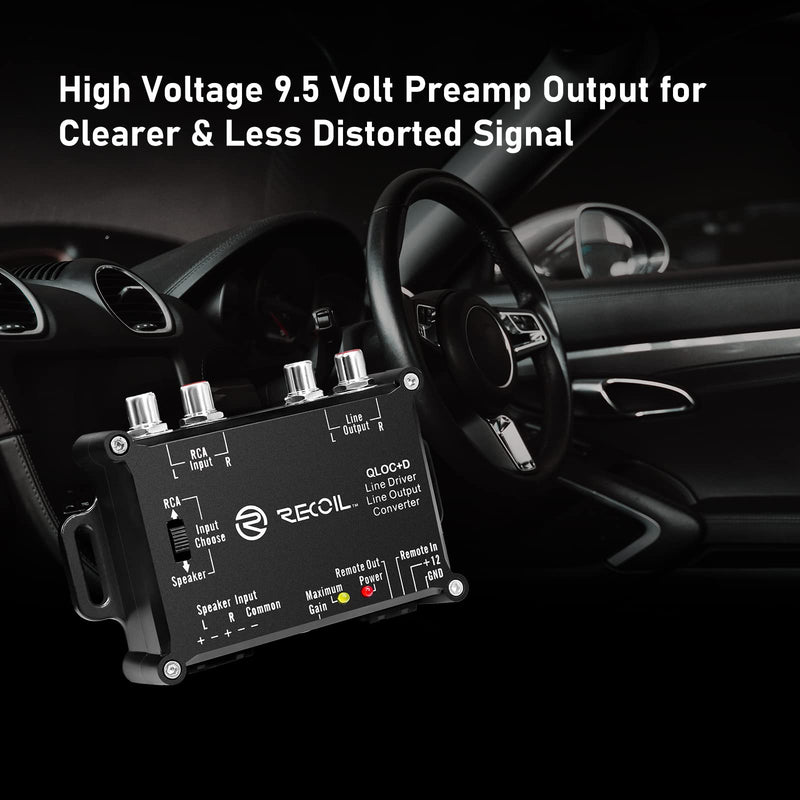 Recoil LOCD Active 2-Channel Line Output Converter Driver 2-in-1, 10V Line Output Signal with Auto Sense Remote Turn-on