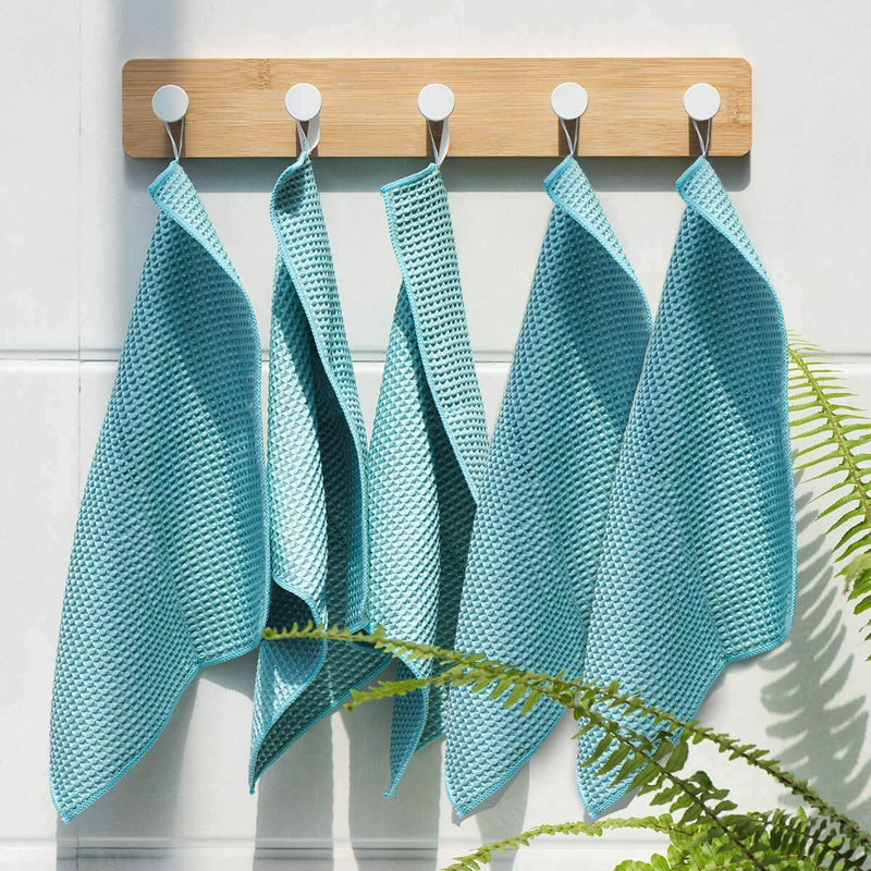 8 Pack Waffle Weave Microfiber Towels,Premium 3D Mesh Waffle Weave Quick Drying Towel for Car Detailing,All-Purpose Streakless Microfiber Cleaning Cloth Kitchen Dish Rags,12 x 12 Inches,Blue Blue