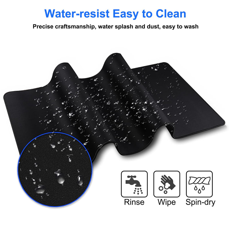 Gaming Mouse Pad,Hosimoln Large Mouse Pad Size 27.5x11.8 Thickness 0.12 inches,Premium-Textured Non-Slip & Waterproof Computer Mousepad with Stitched Edges for Gaming, Office & Home-70x30 Black 70x30 Black