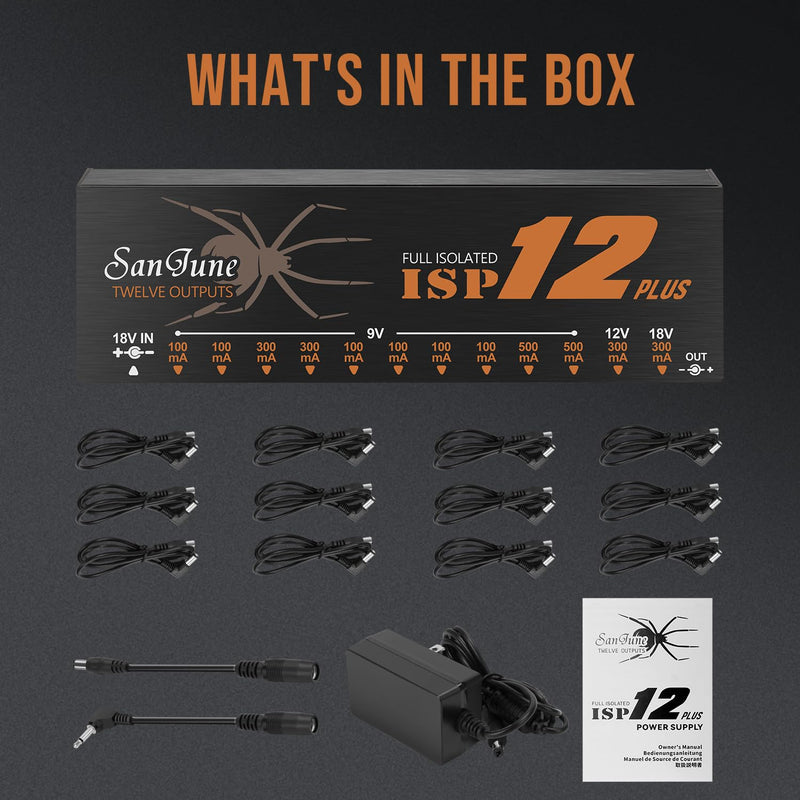 Guitar Isolated Pedal Power Supply 12 DC Outputs Fully Isolated for 9V/12V/18V Effect Pedal ISP12-Plus