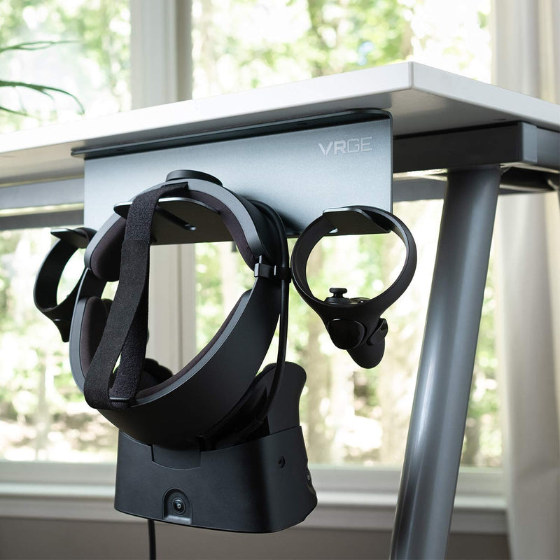 VR Stand Under Desk Storage Display Hook Organizer - Premium Metal - for Meta Oculus Quest 3/2, Sony Playstation PS5 VR2, Valve Index and Mixed Reality Headsets