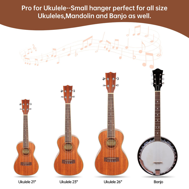 Ukulele Wall Mount Hanger, Black Walnut Hardwood Upgrade Ukulele Hanger Holder For Concert Pineapple Soprano Tenor Baritone Mandolin and Banjo, Ukulele Wall Hook Display For Home, Studio, Concert.