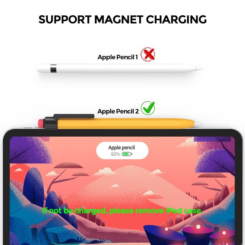 iPencil Case Sleeve Silicone Protective Cover Perfect Grip Skin Classic Design with Sturdy Clip Compatible with Apple Pencil 2nd Generation (Classic)