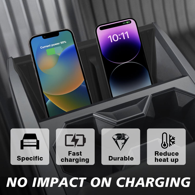 BestEvMod Center Console Phone Charge Area Silicone Mat Anti Slip Silicone Pad Compatible with 2024+ Tesla Cybertruck Interior Accessories Anti-Slip Easy Clean