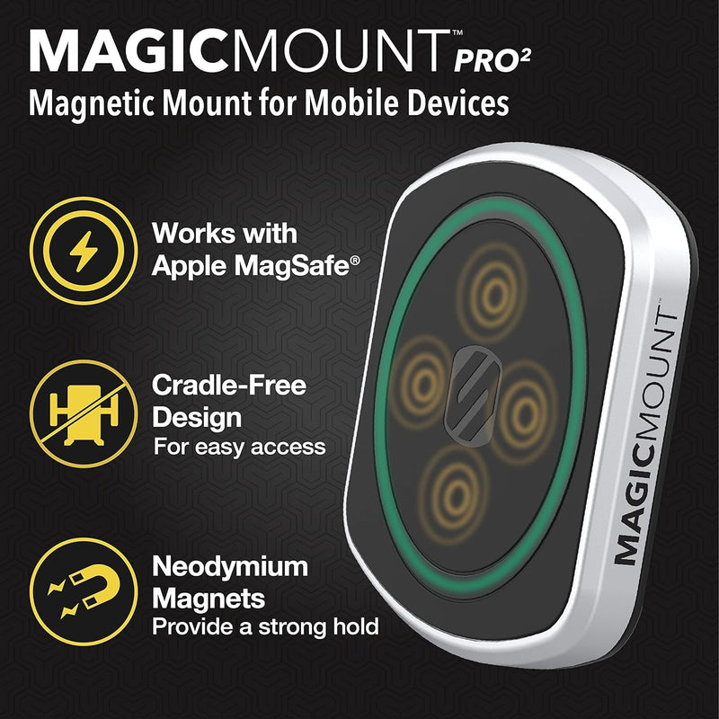 Scosche MagicMount Pro2 Magnetic Car Cell Phone Holder with AMPS Mounting Plate for Scosche/ProClip Vehicle Specific Mount Bases, Phone Stand Compatible with MagSafe, iPhone, Samsung