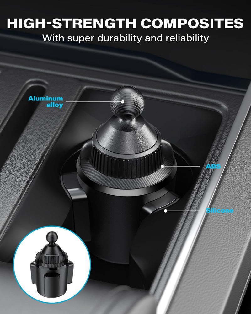 APPS2Car Cup Holder Base with 1” Ball, Expandable Car Mount for B-Size Arms | 1" ball for RAM B-size, fits 3-4" cups, anti-slip, alloy/ABS, tool-free. No arm.