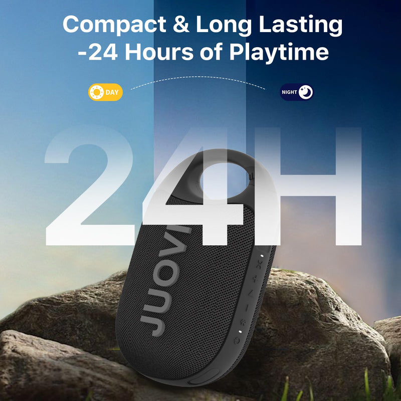 [AUSTRALIA] - JUOVI Clip Wireless Portable Bluetooth Speaker, 24H Playtime Mini Shower Speaker IP68 Waterproof & Dustproof HD Sound Integrated Carabiner, for Home Outdoor and Travel Black CLIP J1 